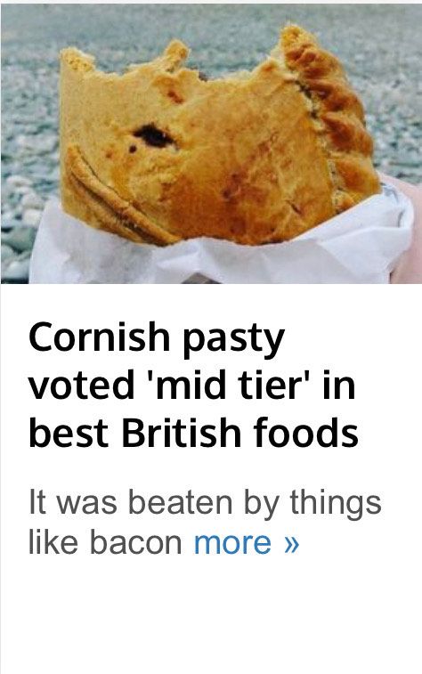 Cornish pasty voted mid