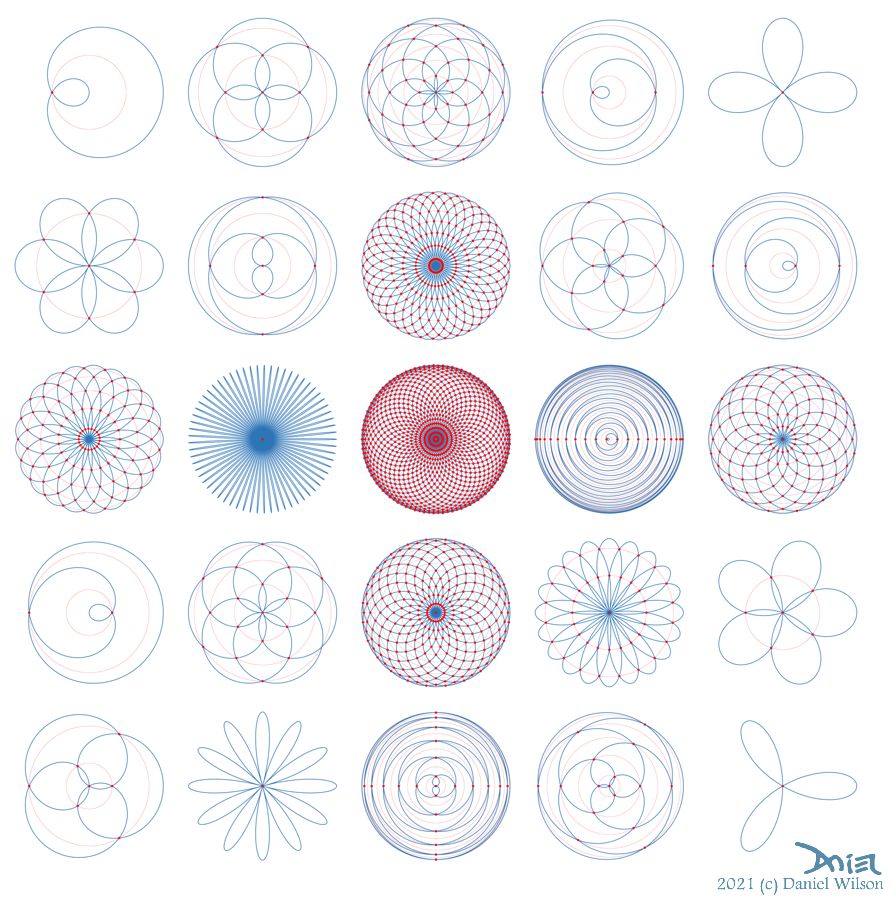 Rose curves with crossings (self-intersections).