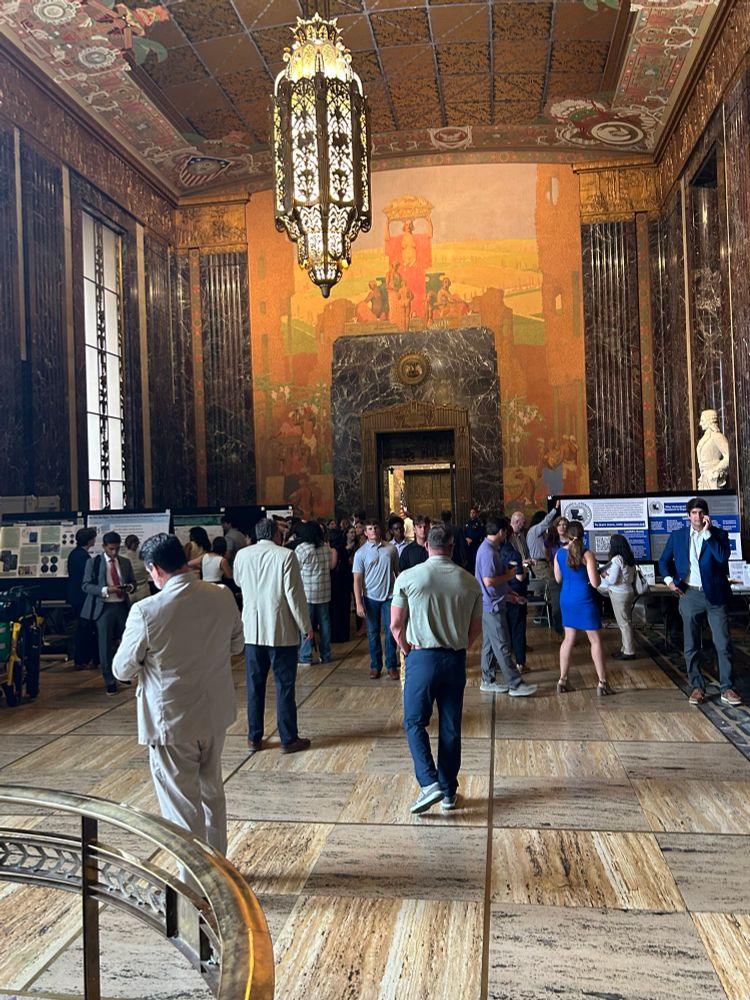 Researchers talk to legislators, faculty, and visitors at the end of the morning session at the Louisiana Undergraduate Research Association (LaURA) Posters at the Capitol 2025 event.