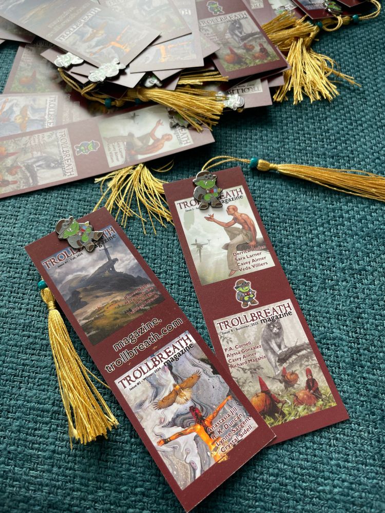 Bookmarks featuring Trollbreath Magazine covers