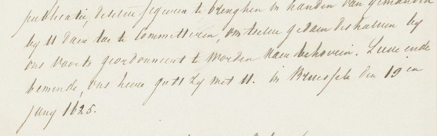 2-3 Zeilen aus der Verordnung in (kaum leserlicher) Handschrift, endet mit "19en Juny 1625"