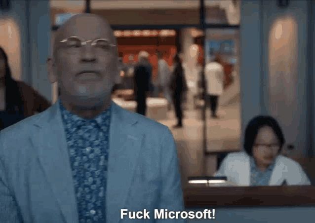 John Malkovich in the tv show Space force screaming "F word Microsoft" 