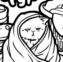 sneak peek of a coloring page with tired kitty