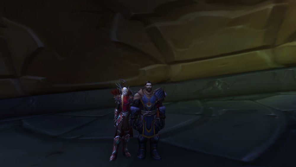 An elf hunter and a Gilnean (worgen) warrior ready for timewalking leveling.