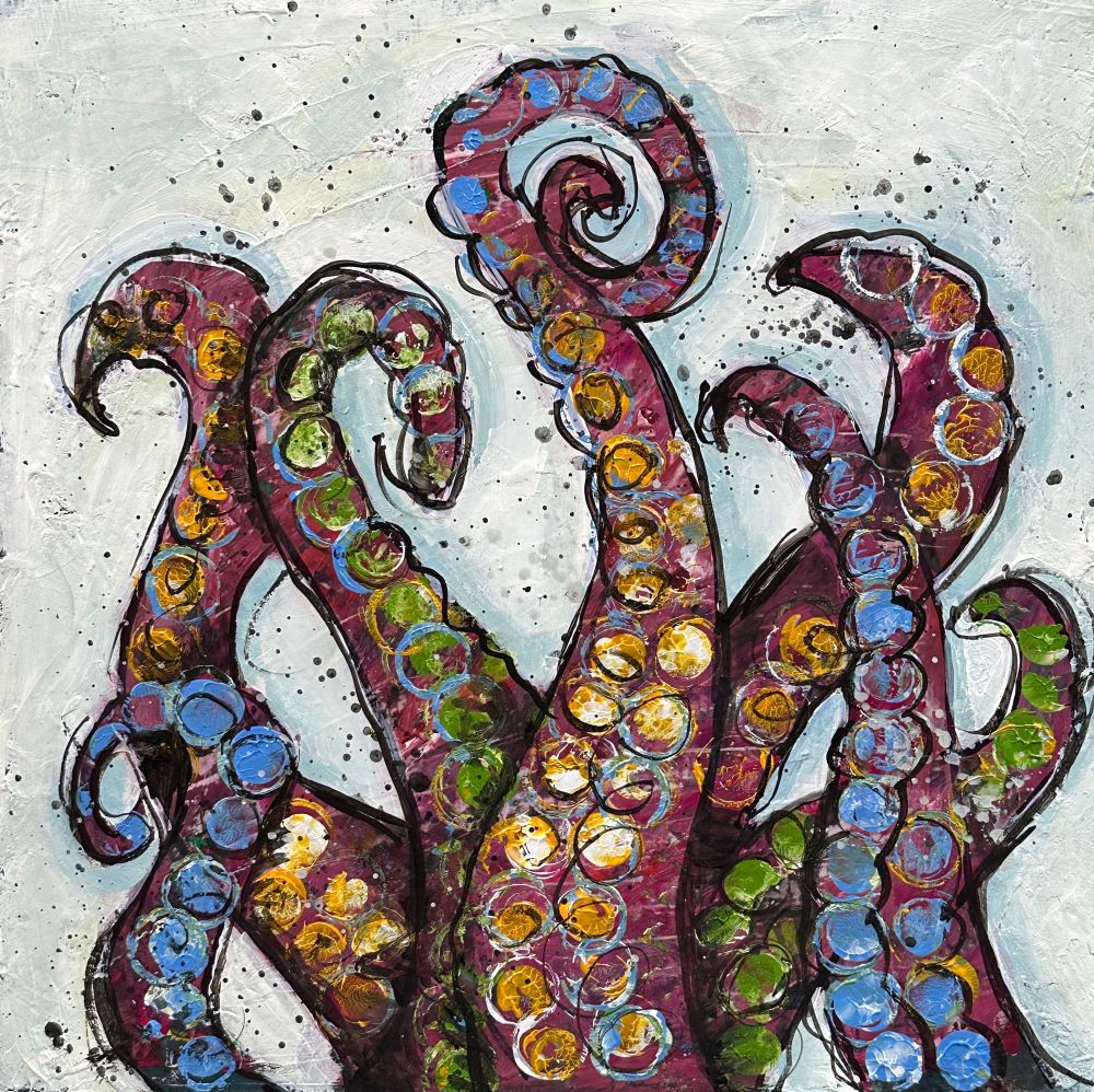Abstract octopus tentacles reaching up for a hug