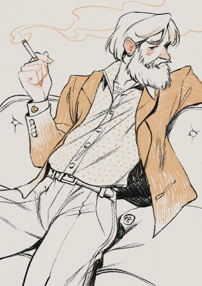 PRofessor smoking a cigarette.