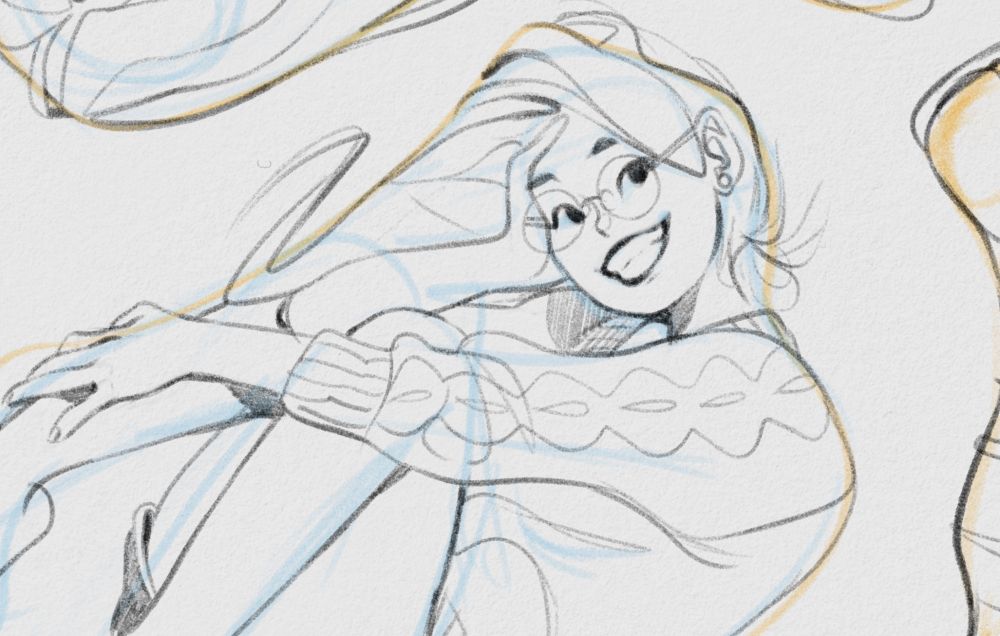 Snippet from my Coloso class showing a character design sketch.