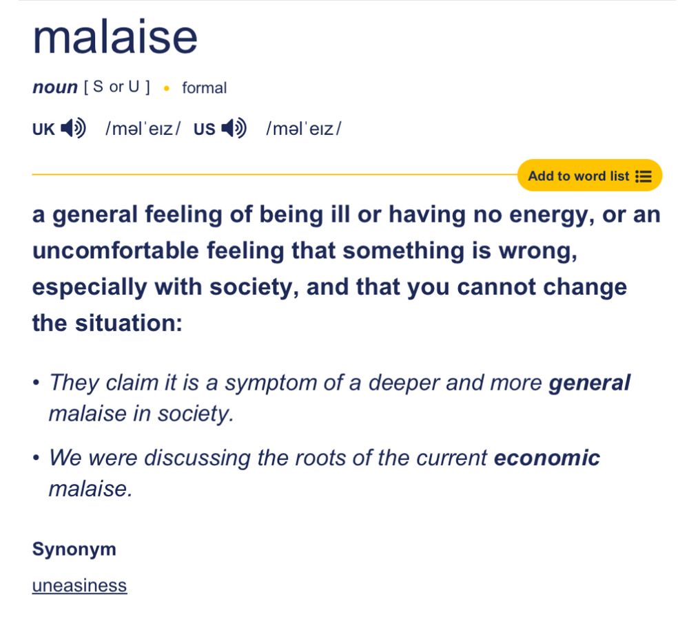Definition of malaise 