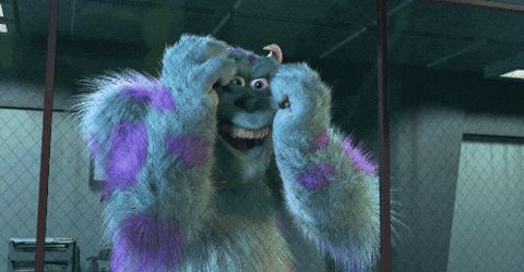 James P Sullivan from Monster's Inc (the large fuzzy blue one) faints 