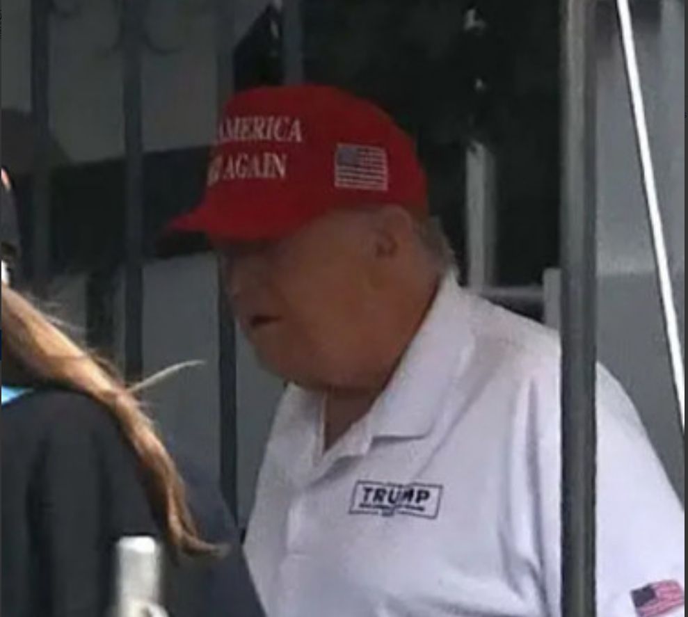 definitely Trump and not a body double waddling off to the golf course to show he totally doesn't have the grim reaper walking alongside him yawning and grumbling, 