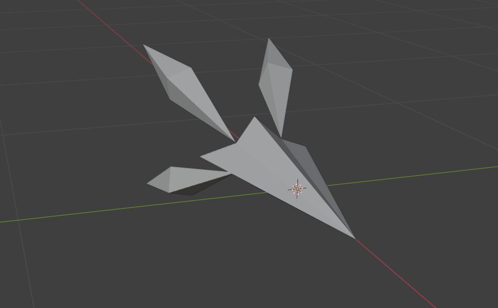 A low polygon 3D model of a starship with no texture.