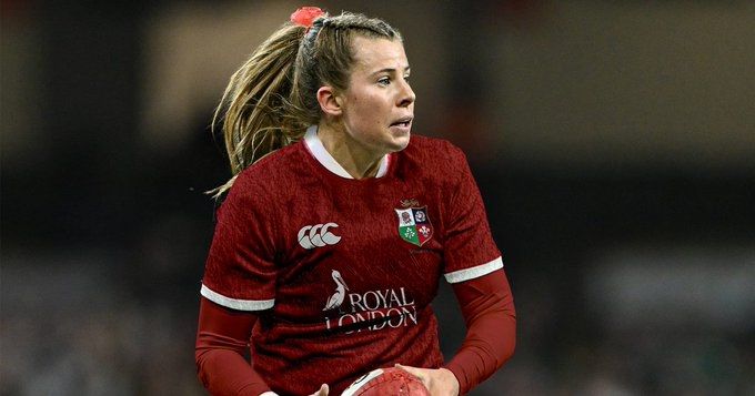Zoe Harrison in a photoshopped Lions shirt