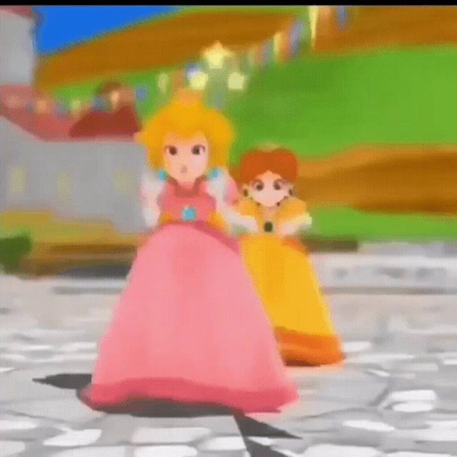 princess peach and daisy are standing next to each other in a video game