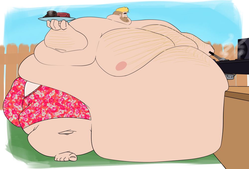 and just a version with swim shorts only, his bulk exposed for viewer appreciation uwu