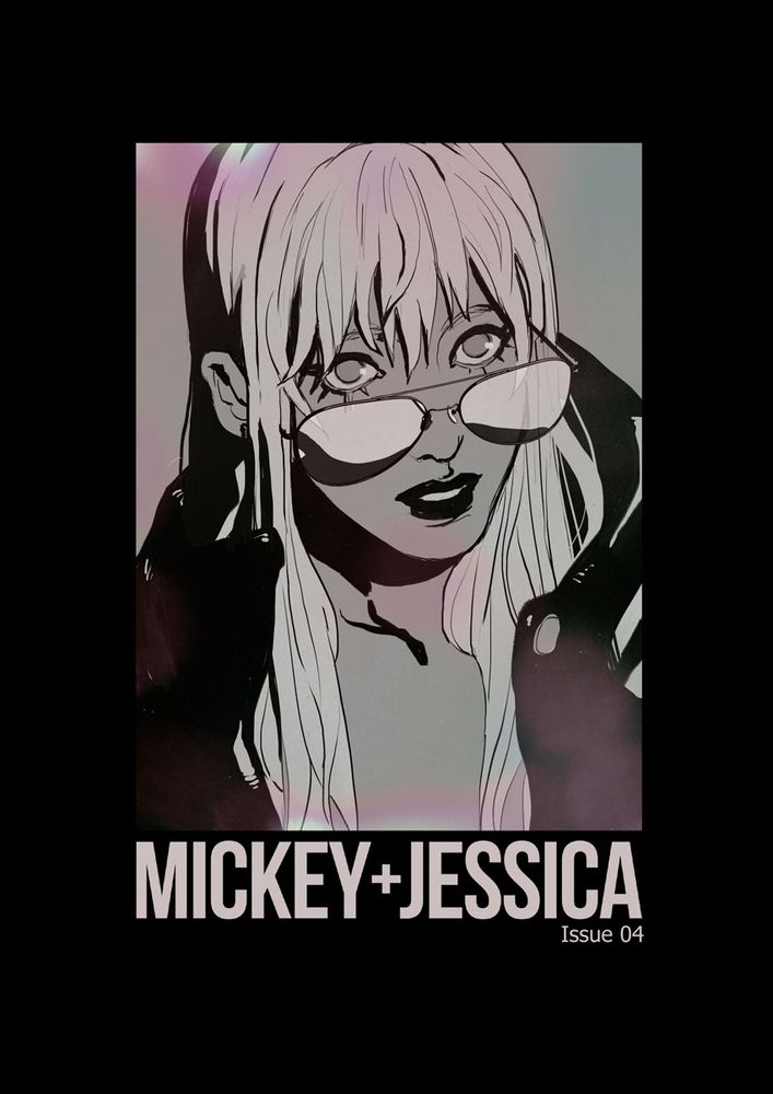 The cover of Mickey+Jessica Issue 4, featuring Jessica in soft pinks, wearing a jacket and gazing over her shades.
