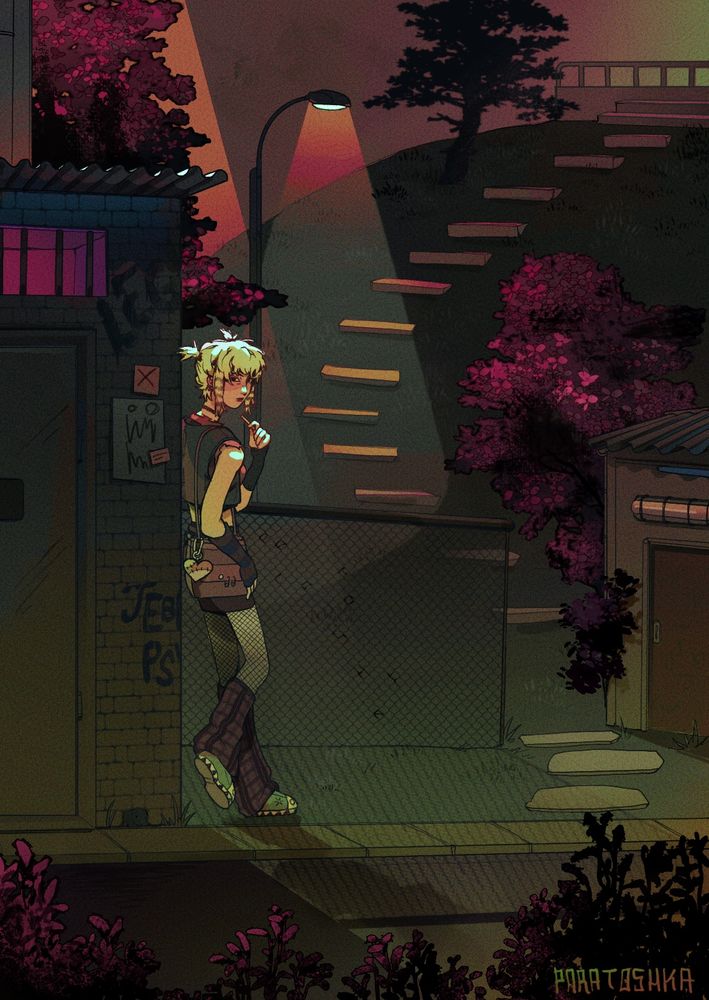 The same picture, only with no ghosts. This is the girl's vision.