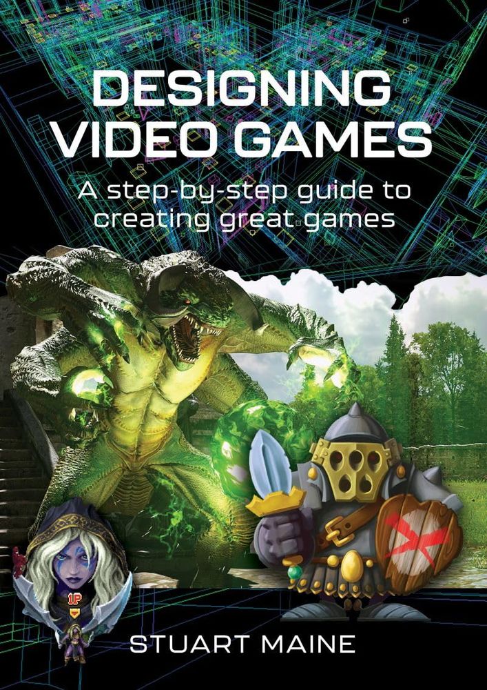 Cover of Designing Video Games: A Step-by-Step Guide to Creating Great Games by Stuart Maine, featuring a complex wireframe design in the background, a fierce multi-armed green monster at center, and stylized cartoon characters with weapons in the foreground. The visual blend highlights both the technical and creative aspects of game development.


Have you ever played a video game and wondered how it was made? Do you have an idea for a game but don’t know where to start?


Maybe you’re curious about the skills needed to land a job as a video game developer?


Designing Video Games breaks down the tools and techniques behind game development, offering practical advice to help you create experiences that captivate players and transport them to worlds of mystery and adventure.


Packed with real-world examples and insider tips, this guide walks you through every step of the process:


Thinking up and evaluating ideas

Turning ideas into solid designs

Understanding your audience

Creating engaging game content

Using psychology to enhance gameplay

Fixing common development problems

Polishing, marketing, and releasing your game


Whether you’re just starting out or looking to level up your skills, this book shows you that yes—you absolutely have what it takes to make great video games.