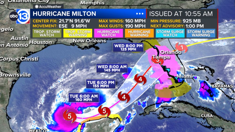 Milton explodes into category 5 hurricane, takes aim at Mexico and Florida