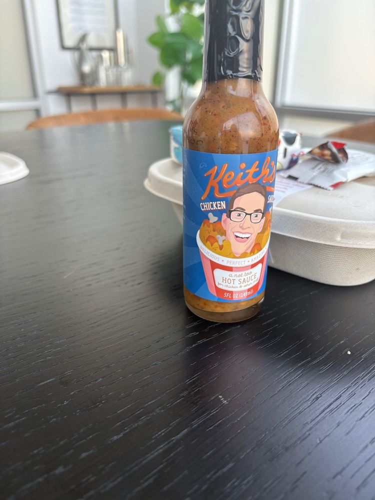 Keith’s Hot sauce on a table!!!