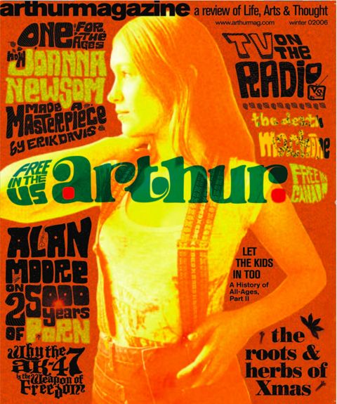 Contents: An epic-length profile of California harper JOANNA NEWSOM by Erik Davis, with photos by Eden Batki // Kyp Malone of TV ON THE RADIO talks with Jay Babcock about directly confronting USA militarism // “Bog Venus vs. Nazi Cock-Ring: Some Thoughts Concerning Pornography” by Alan Moore: a landmark eight-page essay/manifesto, with illustrations // Chuck Dukowski (ex-Black Flag, SST) on the deeper, civilizational issues surrounding ALL-AGES SHOWS, illustrated by Geoff McFetridge // Columnist Molly Frances on the roots of Christmas // Columnist Dave Reeves on guns // Douglas Rushkoff on visionary thinker Robert Anton Wilson // Lisa Anne Auerbach‘s knitted sweaters photographed by Justine Kurland // Nabob Shineywater (Brightblack Morning Light) on musicians Sandy Bull and Hamza al-Din // Chris Ziegler on new albums by White Magic and Sunn O))) & Boris // Byron Coley & Thurston Moore on oodles of underground culture forms; a full-color full-page of “Strings” comics by PShaw 