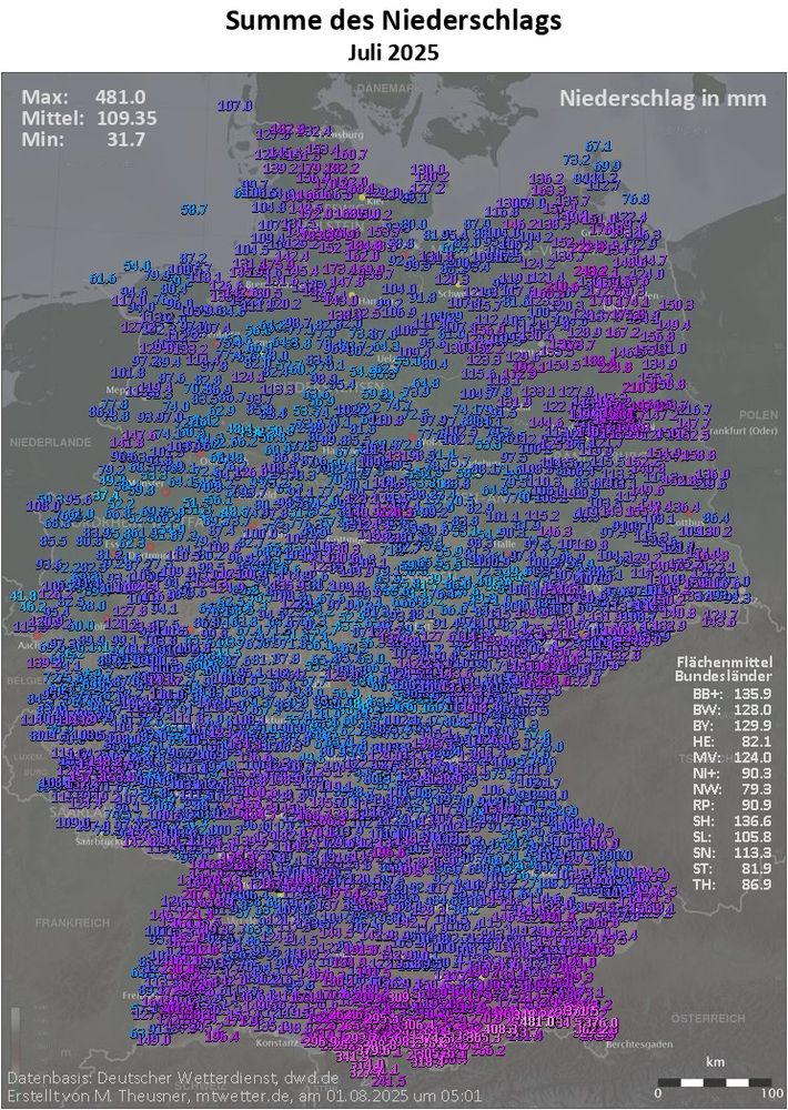 Zwei Karten, die zeigen, dass ubd wieviel Niederschläge in Deutschland gefallen sind. In weiten Teilen erheblich überm langjährigen durchschnitt.