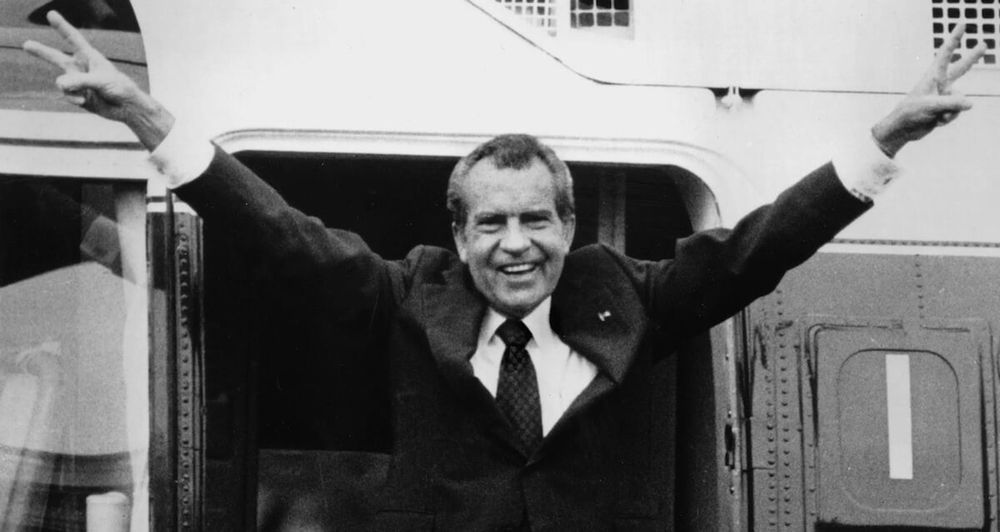 Tricky Dick on the day of his resignation.