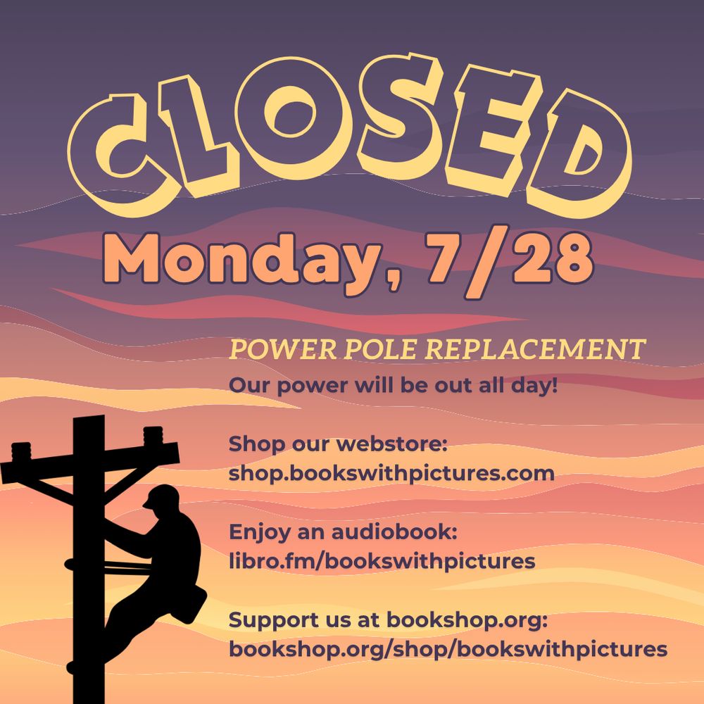 The silhouette of a lineman on a power pole is on top of a sunset background. The text on the image matches the text in the post.