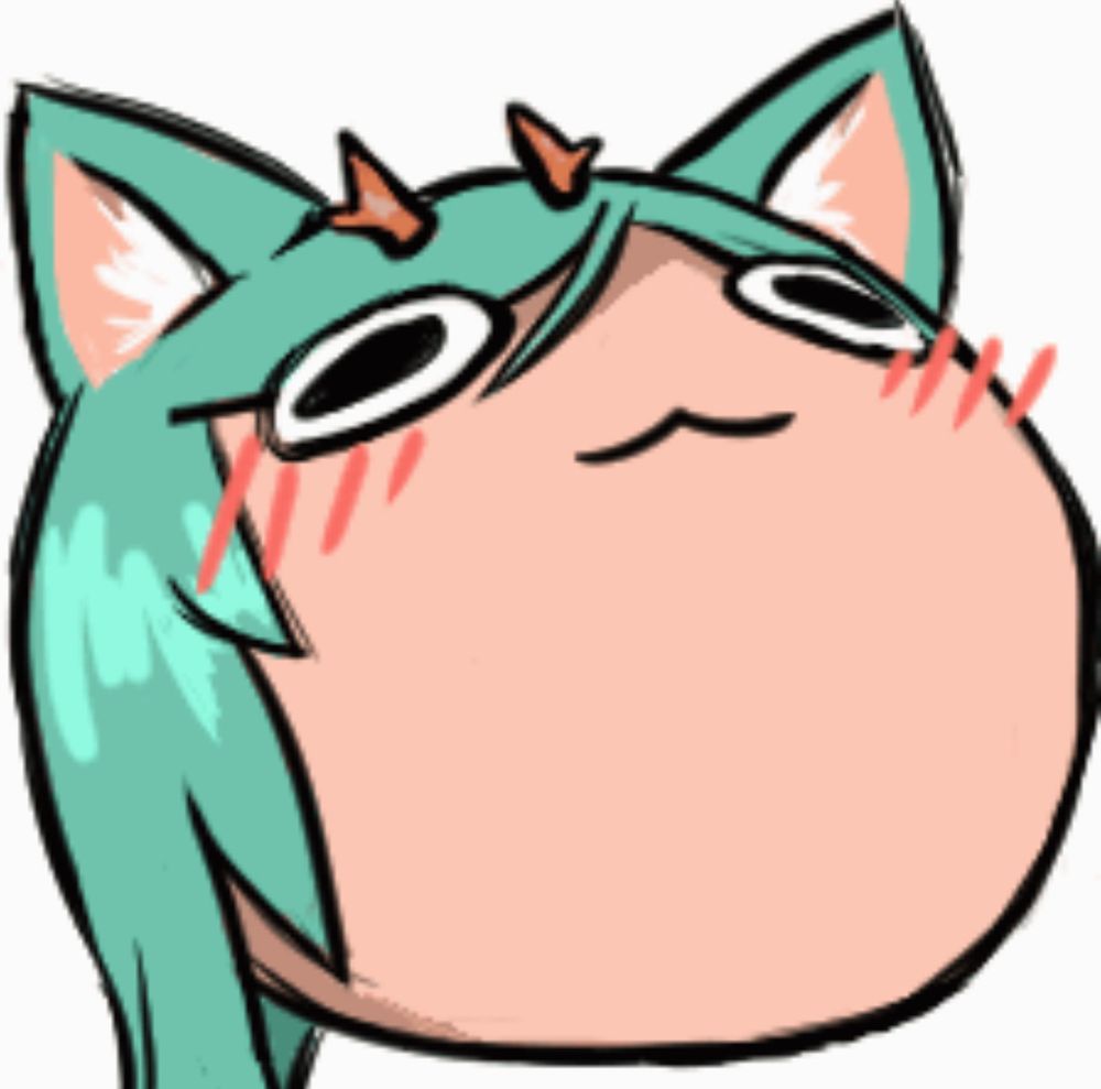 round teal creature that resembles a dumpling with cat ears and horns