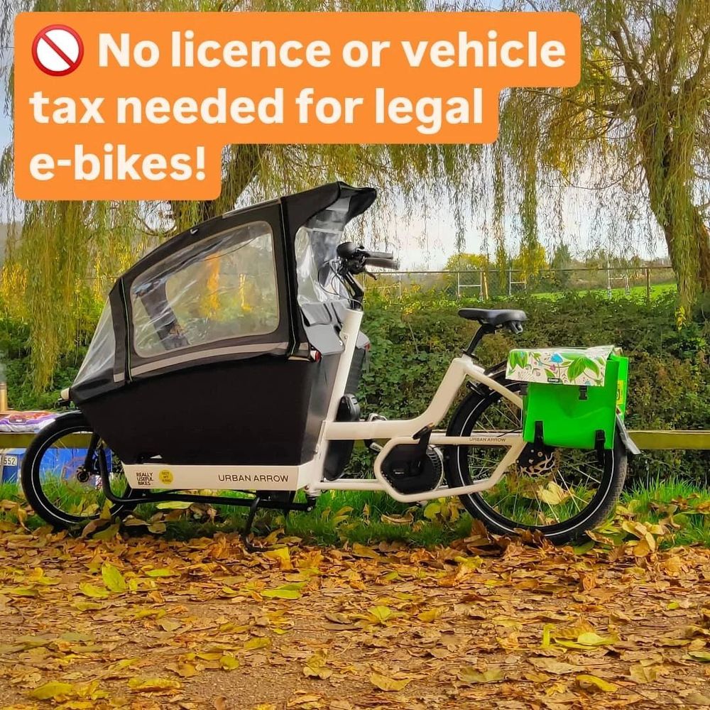 No licence or vehicle tax needed for legal e-bikes.
