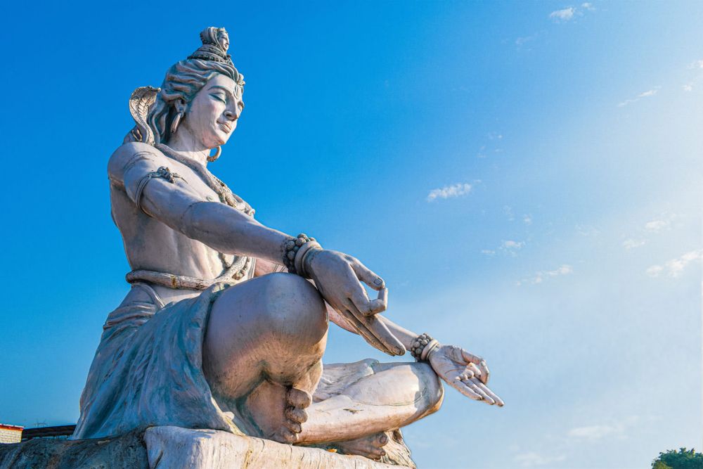 Lord Shiva statue in meditation posture, in Rishikesh, India