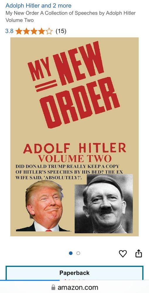 Adolph Hitler and 2 more My New Order A Collection of Speeches by Adolph Hitler Volume Two MY NEW ORDER ADOLF HITLER VOLUME TWO DID DONALD TRUMP REALLY KEEP A COPY OF HITLER'S SPEECHES BY HIS BED? THE EX WIFE SAID, 'ABSOLUTELY! Paperback