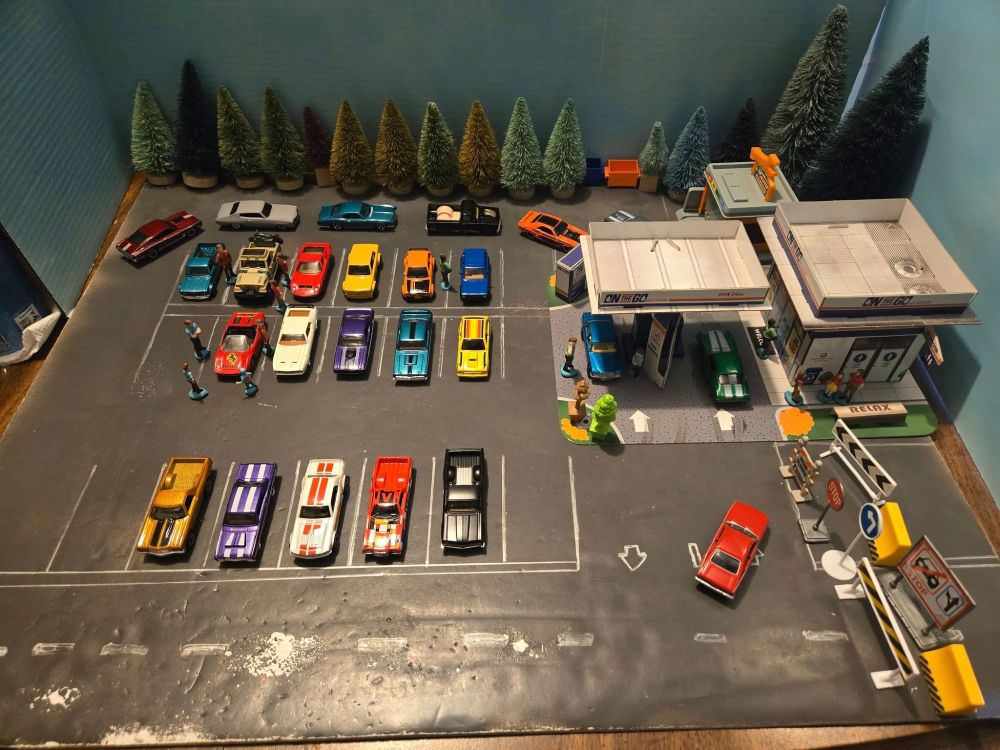 Vintage Matchbox Packs.
1. Green 1971 Chevy Camaro.
2. Gold 1970 Chevy El Camino.
Vintage Hotwheels Pack.
1. Silver 1968 Chevy Nova.
JohnnyLightning Pack.
1. Red 1974 AMC Hornet.
Autoworld Pack.
1. White 1973 Ford Mustang Mach 1.
Hotwheels Premium Pack.
1. Gray 1970 Chevy Chevelle SS.
Regular Hotwheels Packs.
1. Purple 1968 Dodge Dart.
2. Orange 1971 Dodge Challenger.
3. Purple 1970 Dodge Hemi Challenger.
4. Teal 1969 Mercury Couger Eliminator.
5. Red 1969 Mercury Cyclone.
6. White 1967 Ford Mustang Coupe.
7. Teal 1966 Buick Riviera.
8. Yellow 1976 Chevy Chevette.
9. Teal 1975 Datsun Sunny Truck (B120).
10. Black 1967 Chevy El Camino.
11. Red 1972 Ford Ranchero.
12. Black 1967 Chevy C10 Pickup Truck.
13. Beige 1967 Jeep Jeepster Commando.
14. Red 1971 Lamborghini Miura SV.
15. Yellow 1969 BMW 2002.
16. Orange 1973 Honda Civic Custom.
Regular Matchbox Pack.
1. Blue 1976 Volkswagen Golf Mk 1.