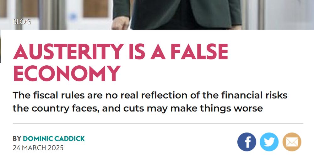 Text: Austerity is a false economy. The fiscal rules are no real reflection of the financial risks the country faces, and cuts may make things worse. By Dominic Caddick
