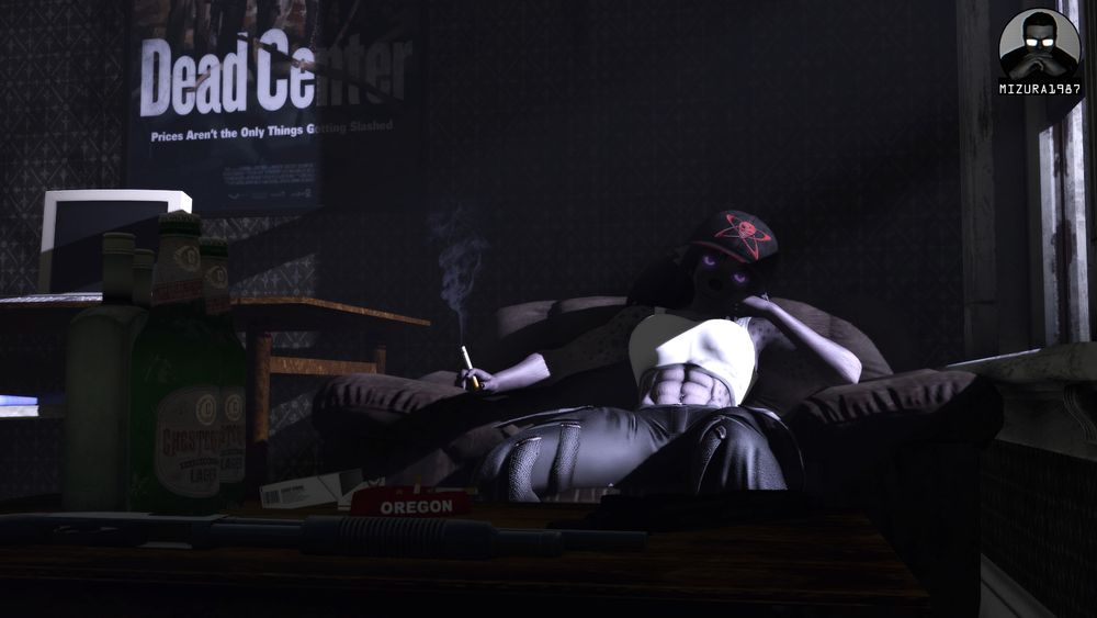 Mia sitting in a couch with his cigarette