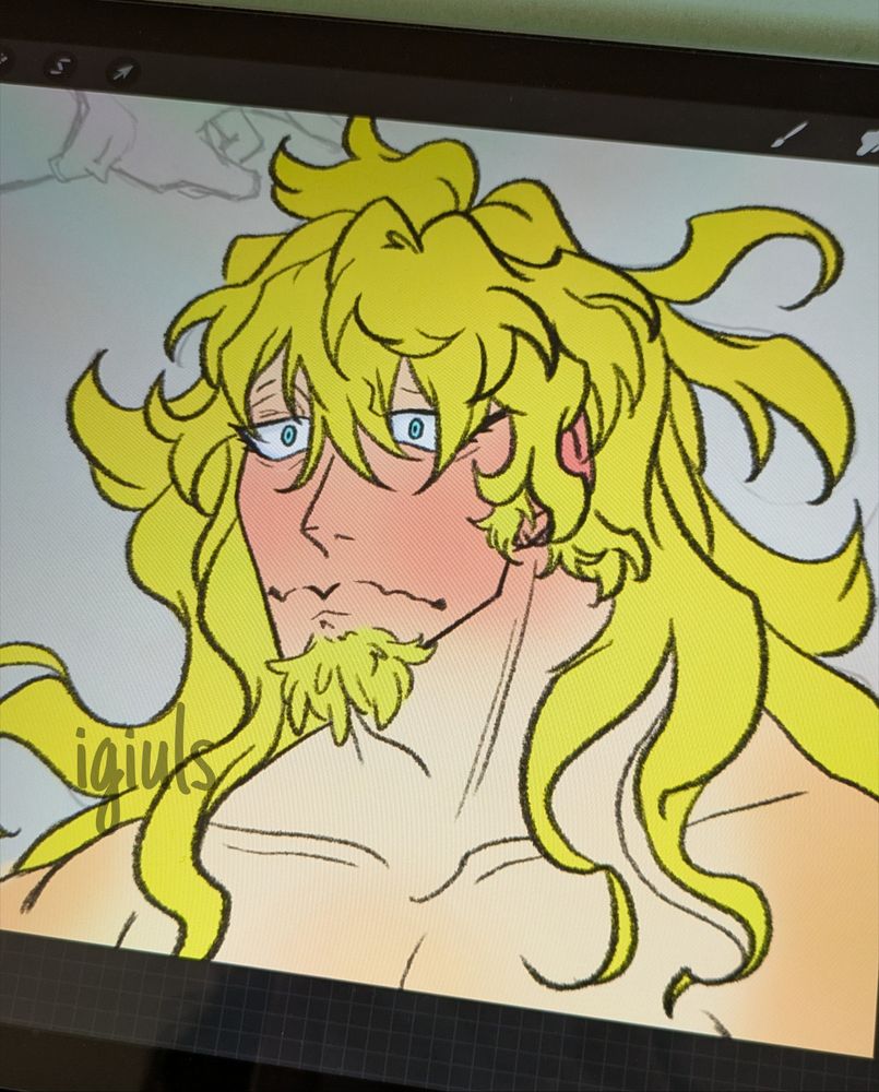 One Piece character Killer, without his mask, with a flustered expression, eyes wide and blushing.