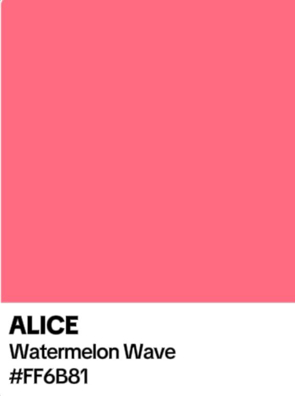Pantone Farbe Watermelon Wave für Alice. Kräftiges Rosa.
