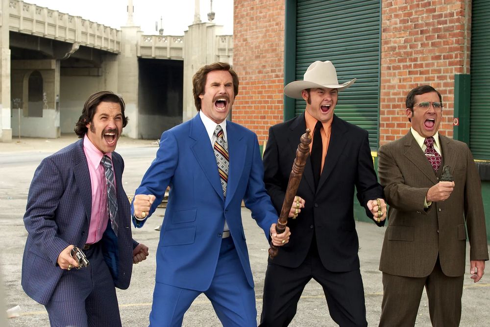 The news team from Anchorman (2004) about to fight rival news teams to the death.