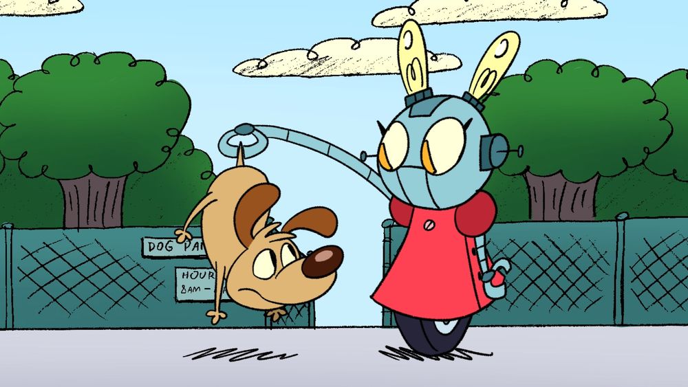 Promotional still for LIL' ROBOT GIRL

Lil' Robot Girl holds up a dog.