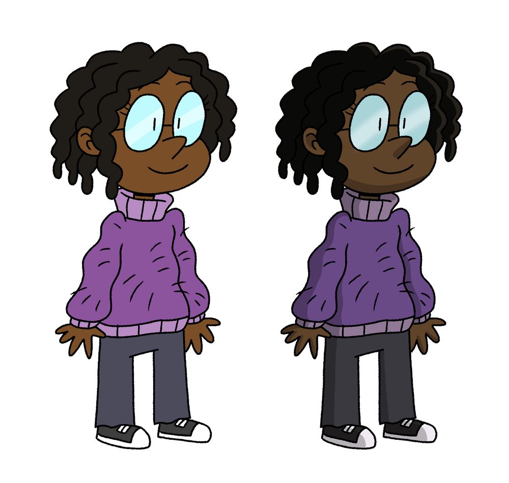 Color test of the main cast of Them Middle School Kids, featuring deeper colors and additional details like shading. Evoking the look of a movie adaptation of a TV cartoon, aka "cartoon movie shading" (Kiki, 2/4)