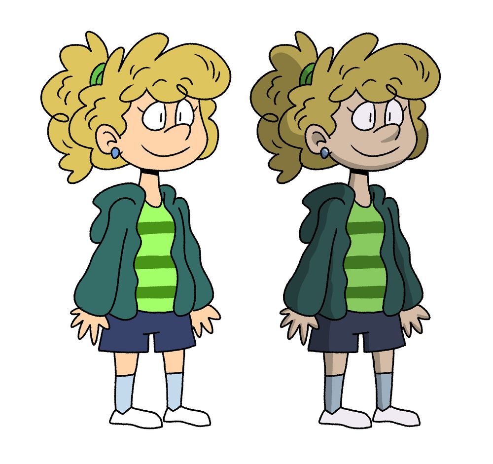 Color test of the main cast of Them Middle School Kids, featuring deeper colors and additional details like shading. Evoking the look of a movie adaptation of a TV cartoon, aka "cartoon movie shading" (Christine, 4/4)