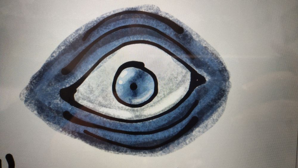 Closeup on Sybil's colored drawing