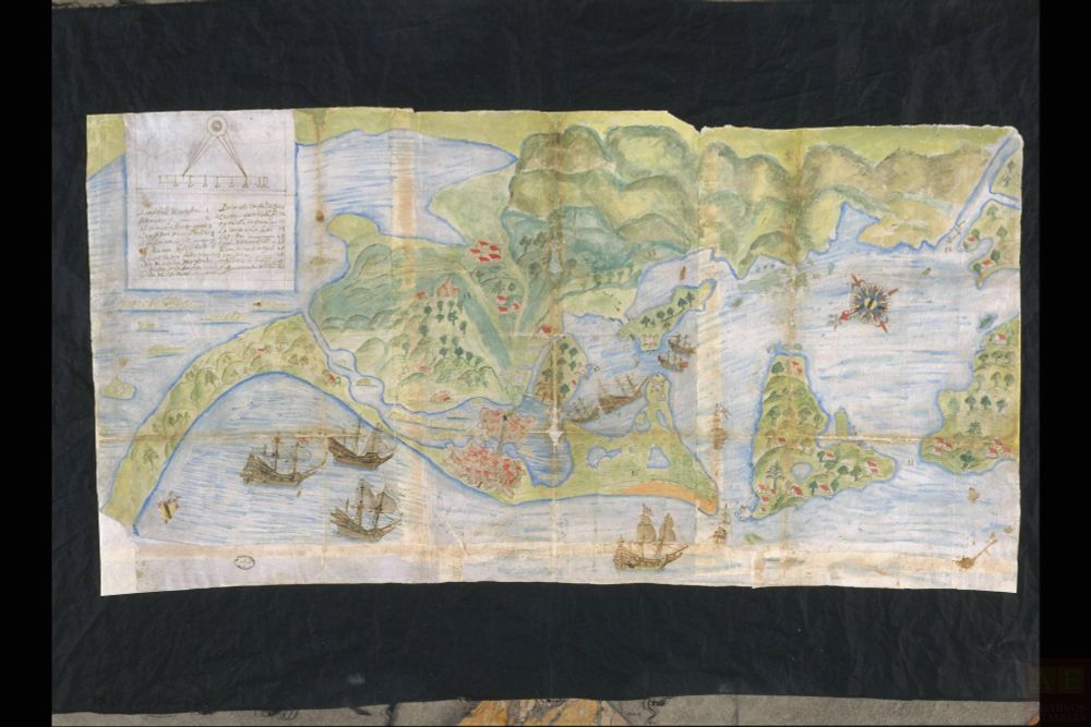 Map of the port city of Cartagena de Indias, where Alonso de Sandoval worked. Plano de la Ciudad de Cartagena de Yndias y sus cercanías, around 1628, Archivo General de Indias.

from: https://pares.mcu.es/ParesBusquedas20/catalogo/show/22078