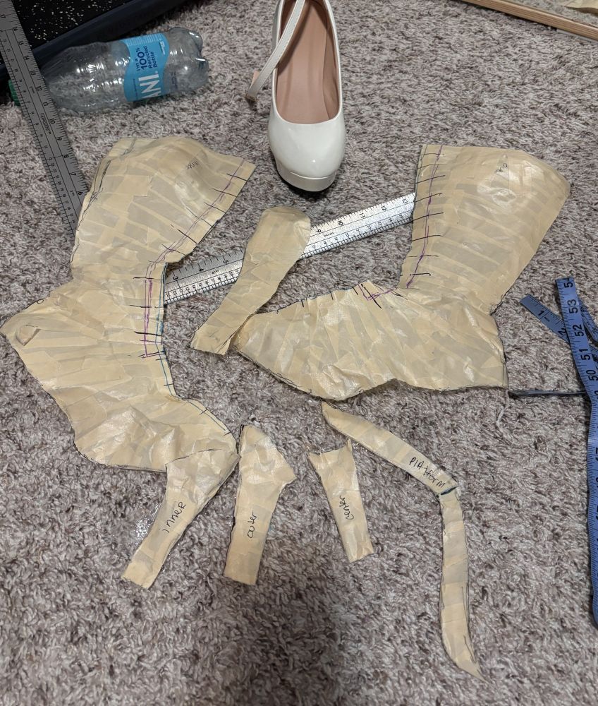 masking tape pieces all cut out