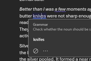 MS Word suggest edit to change "knives" into "knifes"