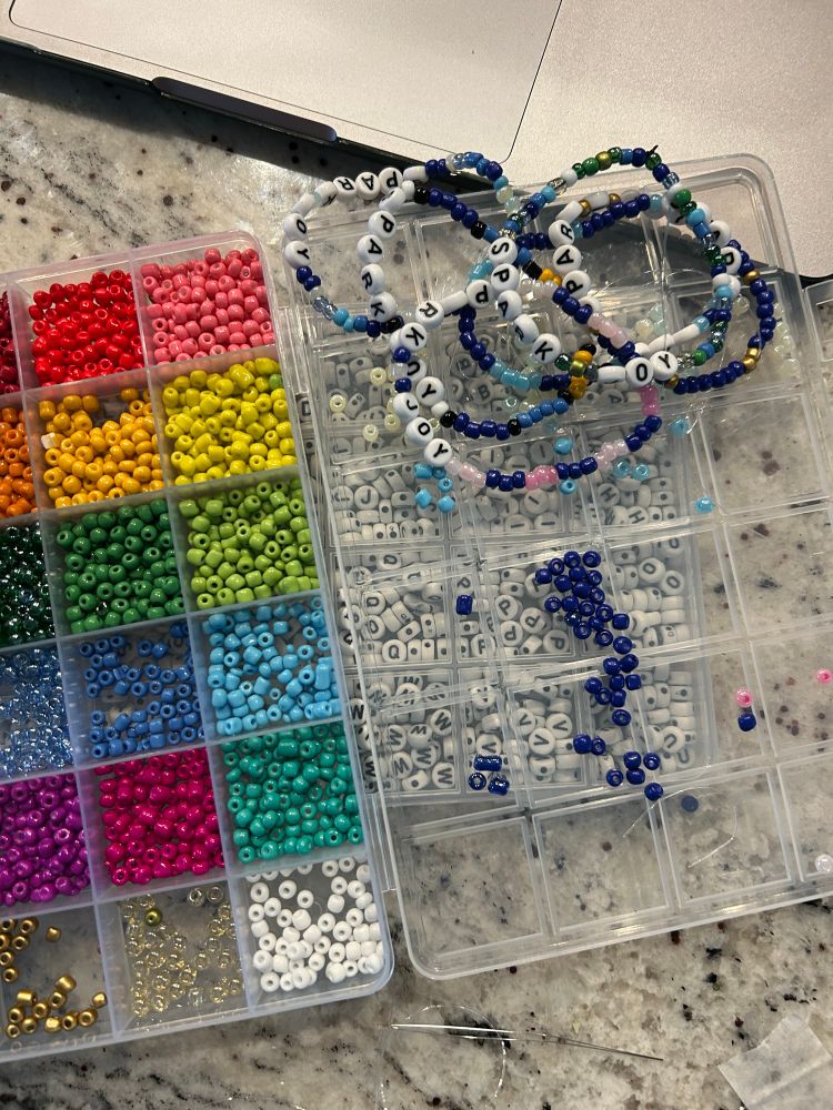 Beaded bracelets to give away at FETC