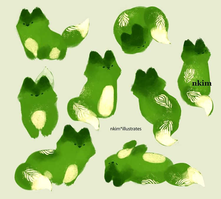 Eight doodles of my Matcha Fox! One of my first doodles for my Matcha Art series!