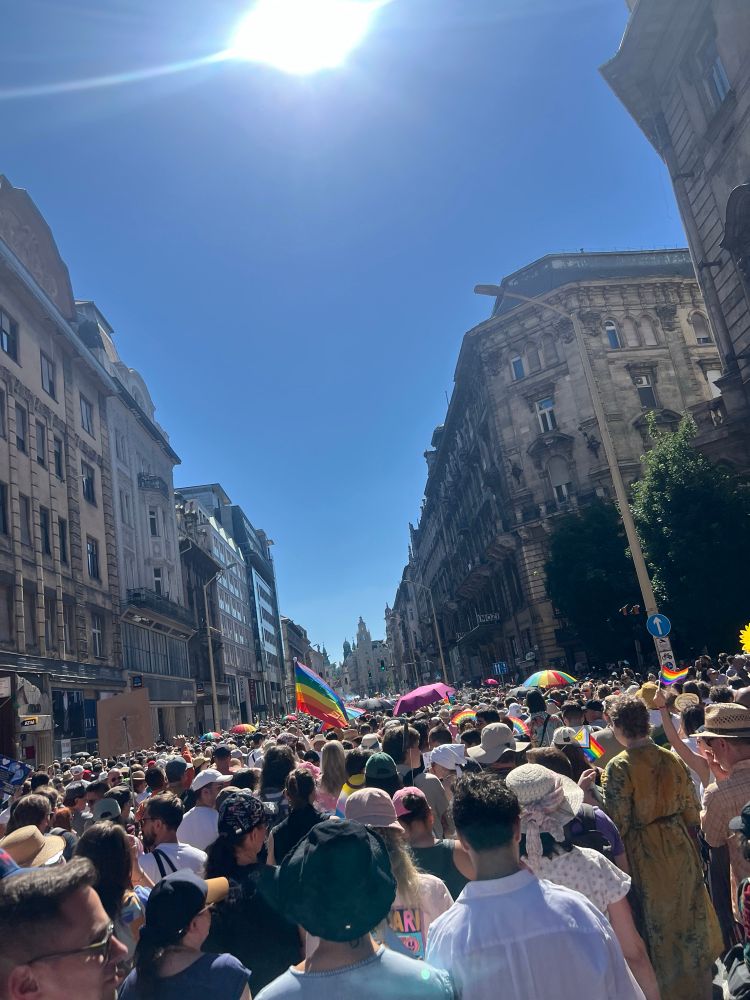 Sehr viele Menschen, die auf der Budapest-Pride demonstrieren 