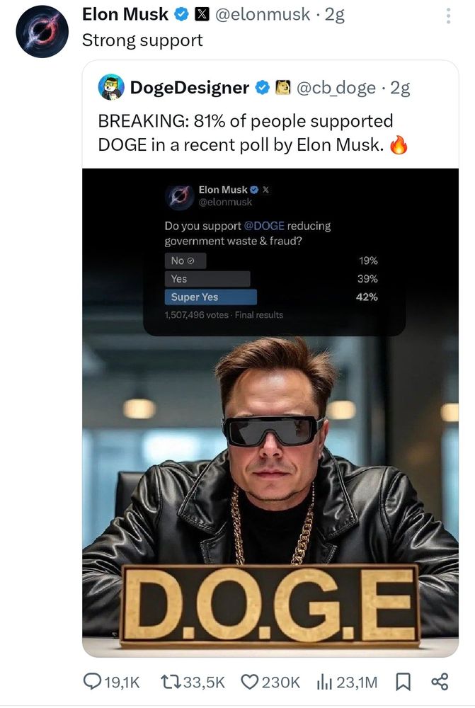 A tweet by Elon Musk.