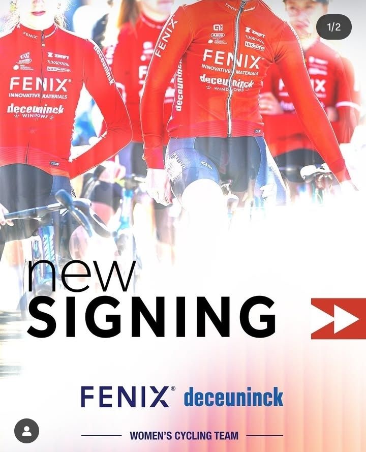 Image postée par le compte Instagram de Fenix Deceuninck pour annoncer l'arrivée de Charlotte Kool 