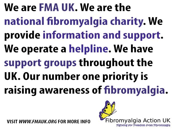 Image from the charity tells that we are here for everyone and have helplines and support groups and we are here for everyone with fibro